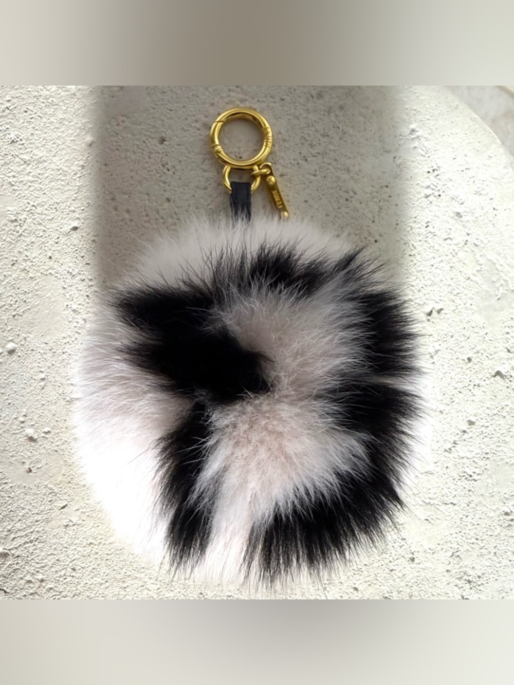 Fendi Black and Cream Fur Pom-Pom Bag Charm | NWOT - Picture 4 of 6